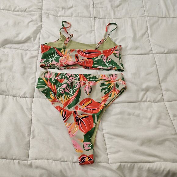 Lexbreezy Hawaii Bikini Set Large Tropical Floral Two-Piece High-Waisted NWT - Picture 6 of 9
